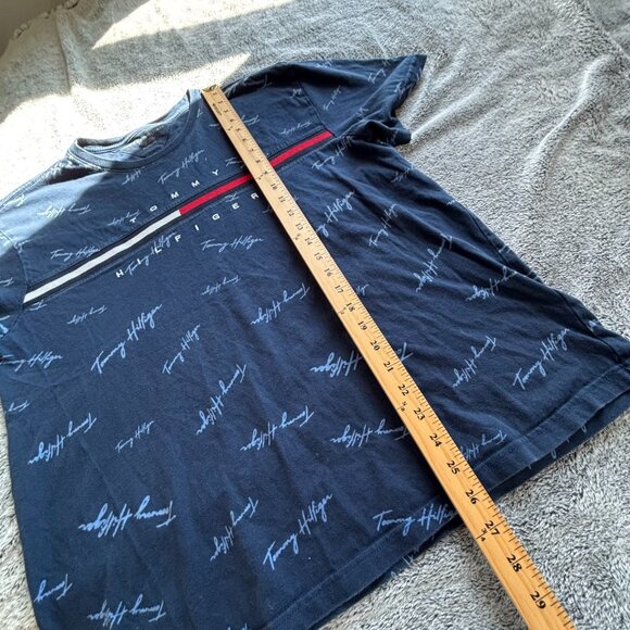 Vtg Tommy Hilfiger Y2K Men Shirt Size XL All Over Print Logo 90s Crew Neck 18929 - Picture 5 of 9